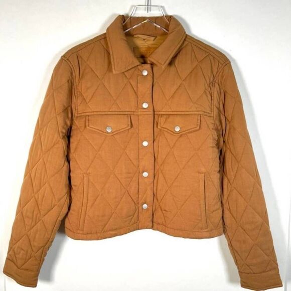 BLANK NYC Still Into You Quilted Crop Jacket | Brown M | Collared Snap Front - Picture 3 of 16